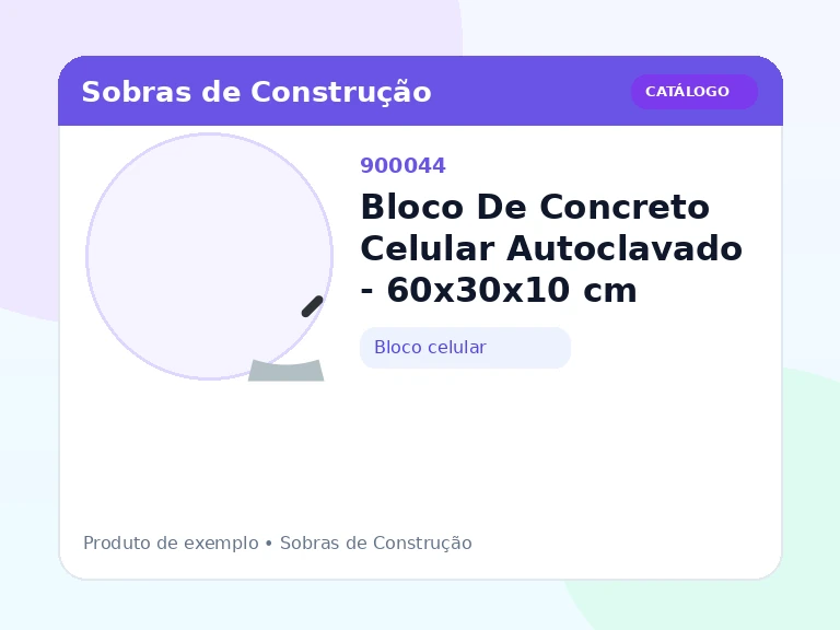 Bloco De Concreto Celular Autoclavado - 60x30x10 cm (Bloco celular)
