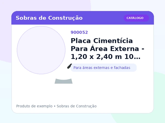 Placa Cimentícia Para Área Externa - 1,20 x 2,40 m 10 mm (Para áreas externas e fachadas)