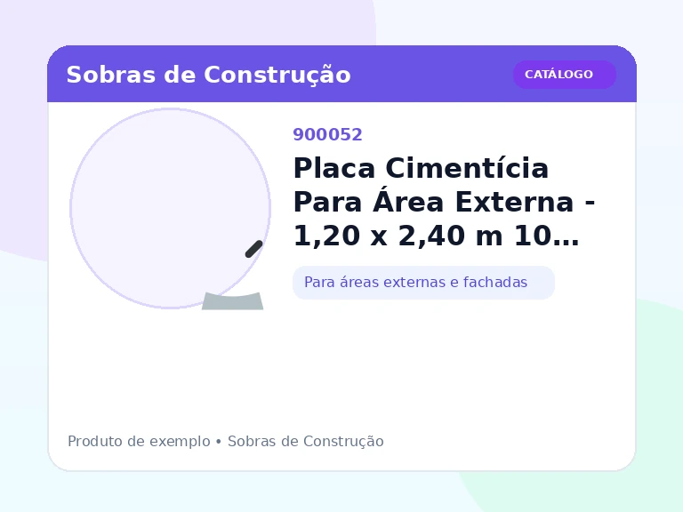 Placa Cimentícia Para Área Externa - 1,20 x 2,40 m 10 mm (Para áreas externas e fachadas)